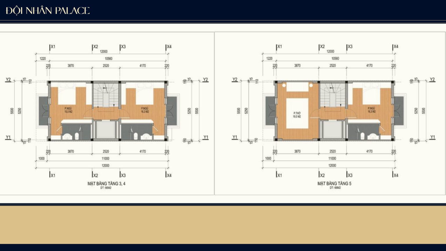 Thiết kế tầng 3–5 – bố trí phòng ngủ